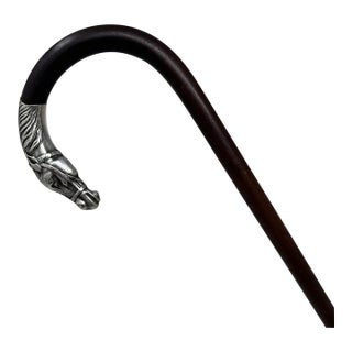 Antique Equine Horse Ladys Gentleman's Snakewood Wooden Walking Stick Dress Cane For Sale