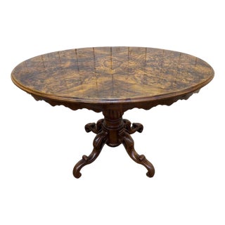 Walnut and Burl Walnut Center Table For Sale