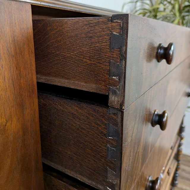 Vintage Burl Wood Spanish Revival Chest-on-Chest Dresser For Sale In Salt Lake City - Image 6 of 16