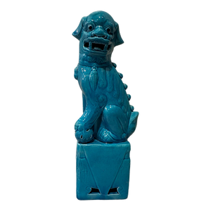 Large MCM Turquoise Glazed Foo Dog Guardian Sculpture