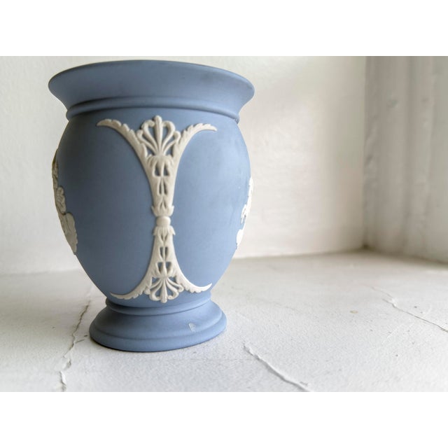 Blue Vintage Wedgwood Pale Blue Jasperware Posey Pot Vase For Sale - Image 8 of 9