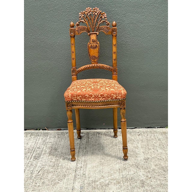 Vintage Wood Chair With Floral Carving For Sale - Image 12 of 12