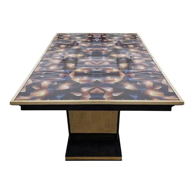 Metal Art Deco Dining Table with Backlit Top For Sale - Image 7 of 11