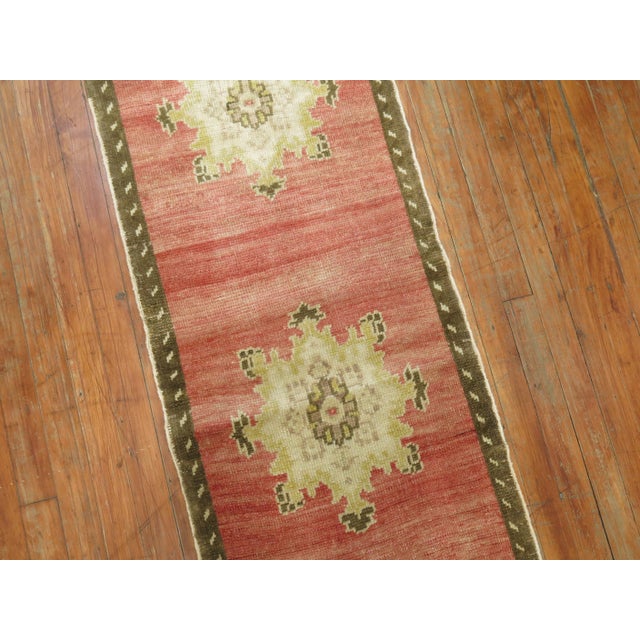Floral Vintage Zabihi Collection Narrow Turkish Runner - 1'10" x 9'8" For Sale - Image 4 of 5