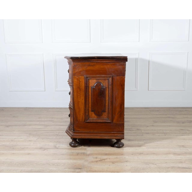 Wood Antique Walnut Shapeless Chest Of Drawers Italy 17th Century For Sale - Image 7 of 8