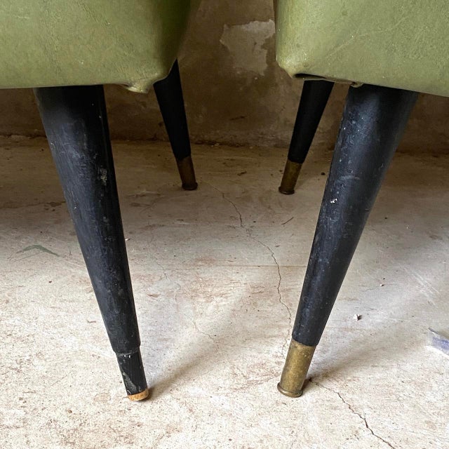 Vintage Lounge Chairs in Metal and Green Faux Leather, 1960s, Set of 2 For Sale - Image 10 of 15