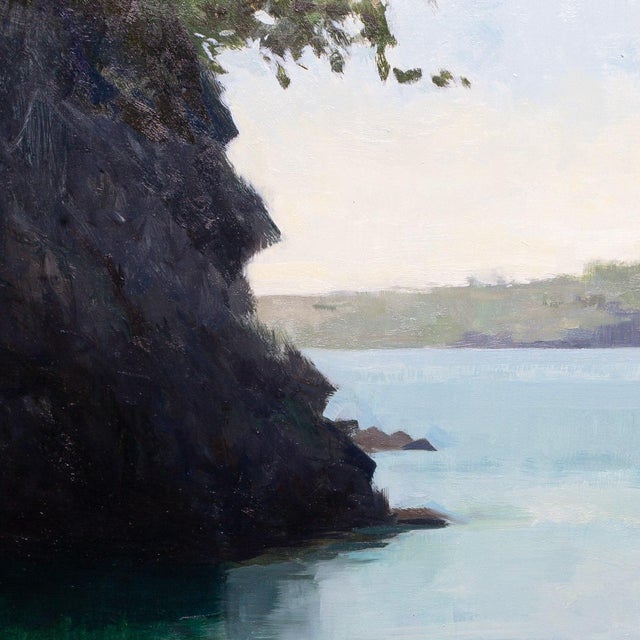 2020s Contemporary Between Sea and Sky by Jon Doran | Oil on Panel Woman Wading Into a Cornish Cove For Sale - Image 5 of 9