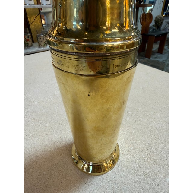 Modern Vintage Brass Cocktail Shaker With Recipe Windows For Sale - Image 3 of 6