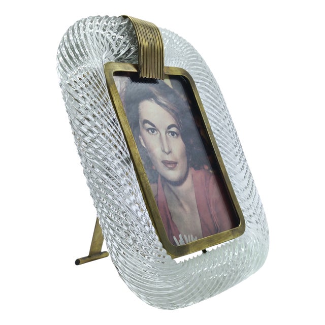 Brass and Murano Glass Picture Frame from Barovier & Toso, Italy, 1950s For Sale