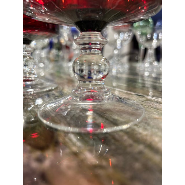 Set of 4 Mid Century Modern Cristal D’arque French Champagne Coupes Red For Sale In Sacramento - Image 6 of 12