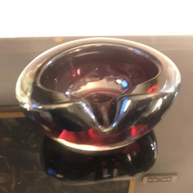 1970sItalian Mid-Century Modern Seguso Style Heavy Purple Murano Glass Ashtray For Sale - Image 6 of 13
