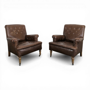 Vintage Leather Club Chairs, Set of 2