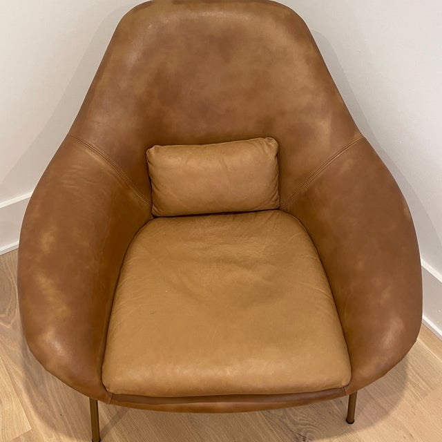 Pair West Elm Leather Womb Chairs Chairish