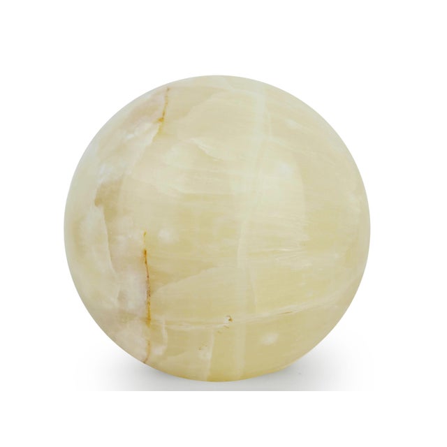 Late 20th Century Large Heavy Natural Polished Honey Onyx Sphere Orb Sculpture For Sale - Image 6 of 8
