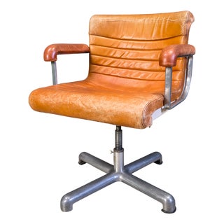 Italian Modern Steel and Leather Office Chair by Ettore Sottsass for Poltronova, 1970 For Sale