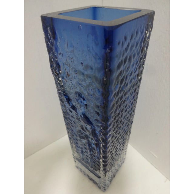 Blue Mid Century Smålandshyttan Blue Glass Vase Josef Schott For Sale - Image 8 of 8