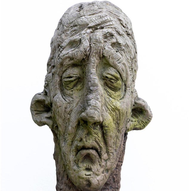 Óscar Aldonza Torres, Large-Scale Head Sculpture with Collar, Testa 17, 2019, Ceramic & Iron For Sale - Image 10 of 17