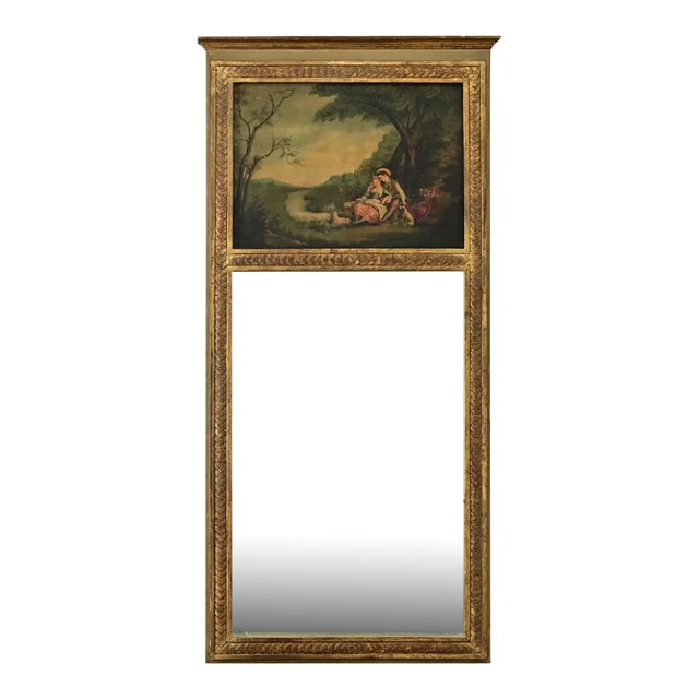French 19th Century Painted Trumeau Mirror For Sale