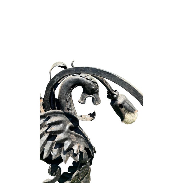 19th Century Spanish Hand-Forged Iron Dragon Chandelier, Barcelona For Sale - Image 4 of 12