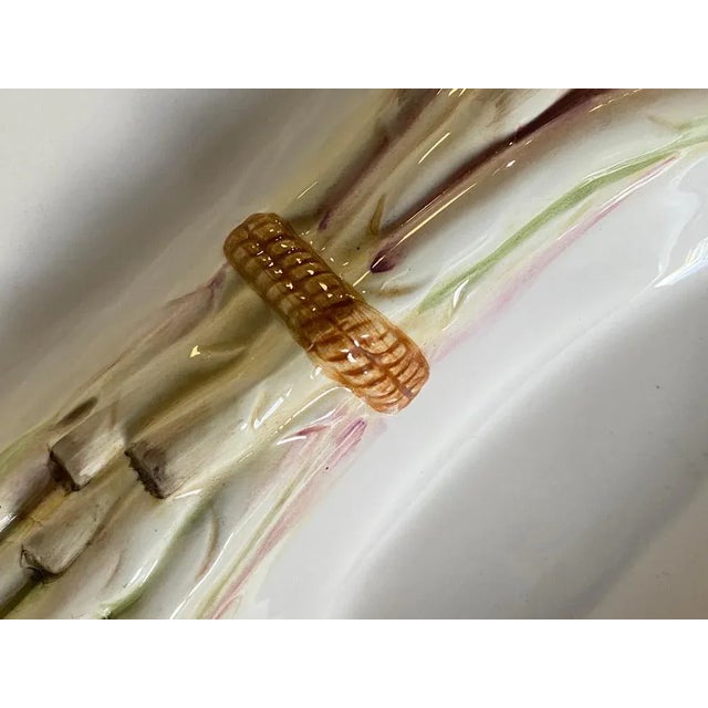 Early 20th Century Majolica Arparagus Plates in Purple & Green, Set of 6 For Sale - Image 6 of 10