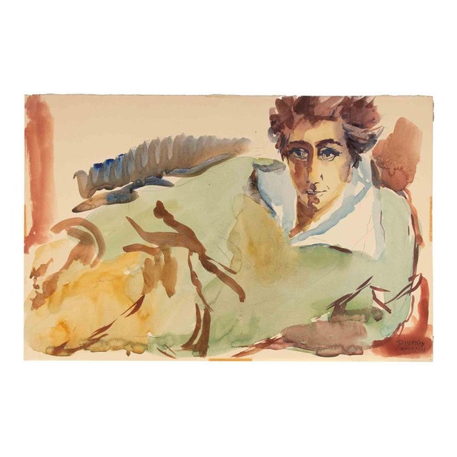 Eliane Diverly, Adolescence, 1957, Watercolor For Sale