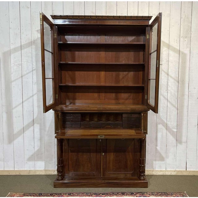 Victorian Mahogany Secretary Bookcase For Sale - Image 6 of 18