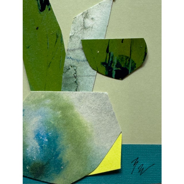 Green "Petal 4" Original Mixed-Media Collage on Paper by Zac Woodiel For Sale - Image 8 of 10