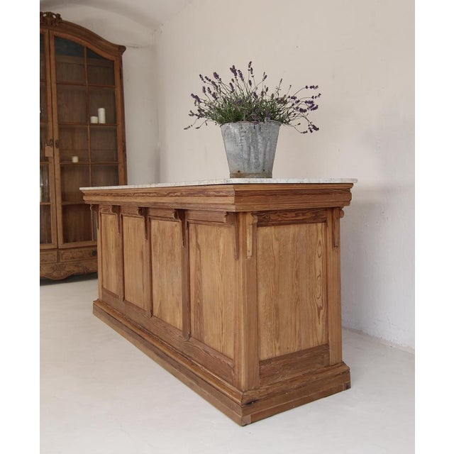 French Pine and Marble Top Counter, Early 20th Century For Sale - Image 5 of 18