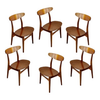 1960s Set of 6 Hans Wegner Ch-30 Dining Chairs For Sale
