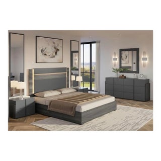 5-Piece Italian King Bedroom Set With Led Bed For Sale