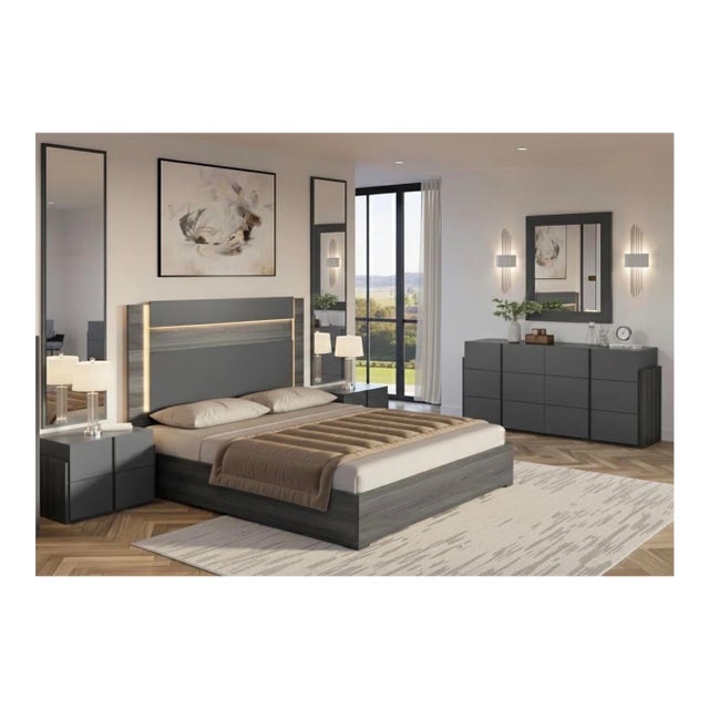 Casa Milano Aryan 5-Piece Italian King Bedroom Set With Led Bed For Sale