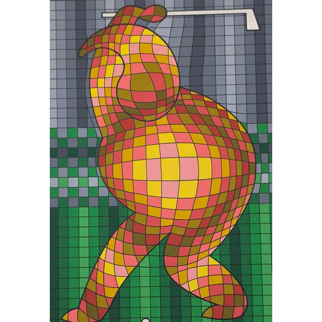 Op Art 1980s Victor Vasarely Golfer Variant #2 For Sale - Image 3 of 4