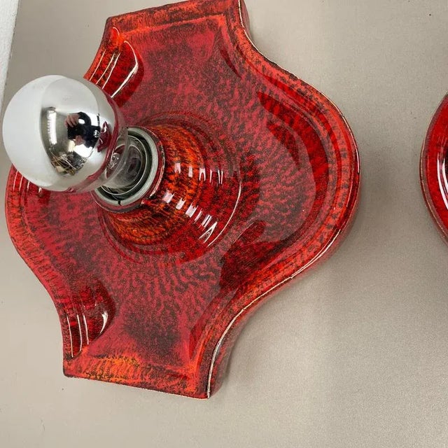 Red Ceramic Fat Lava Wall Lights from Hustadt Lights, Germany, 1970s, Set of 2 For Sale - Image 15 of 18