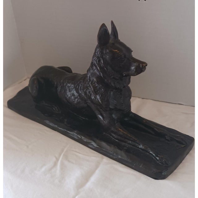 French Pierre Tourgueneff French 1853-1912 Stunning German Shepherd Bronze Sculpture For Sale - Image 3 of 6