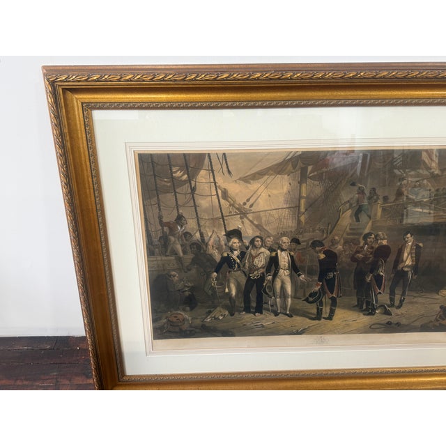 Large British naval historical print after the celebrated Nelson subject “Nelson Receiving the Swords on Board the San...