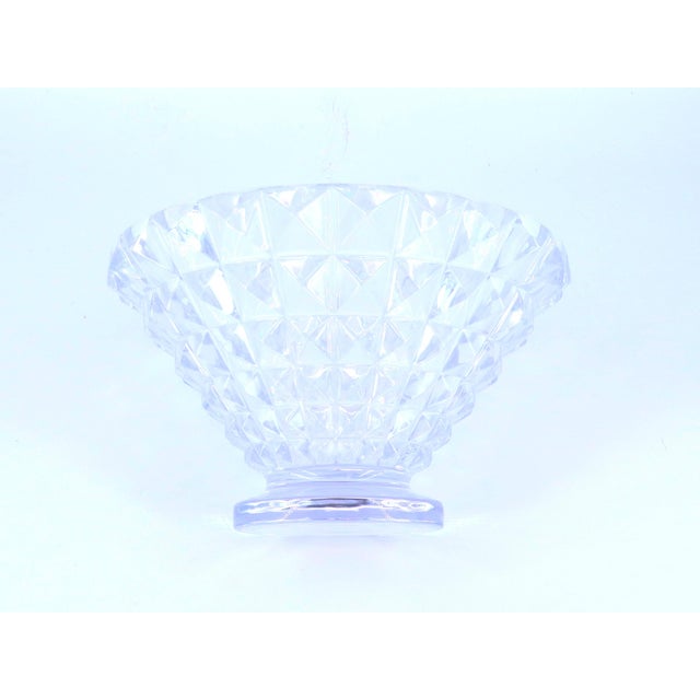 1980s Vintage Geometric Diamond Relief Patterns Crystal Bowl For Sale - Image 5 of 8