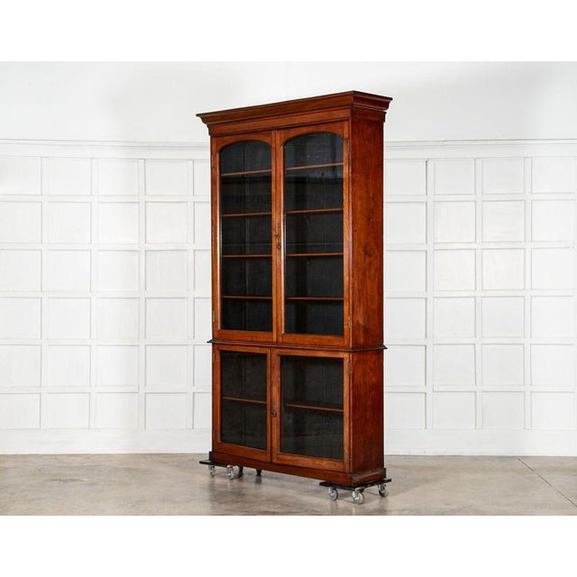 Late 19th Century Large Antique English Mahogany Glazed Library Bookcase, 1870 For Sale - Image 5 of 18