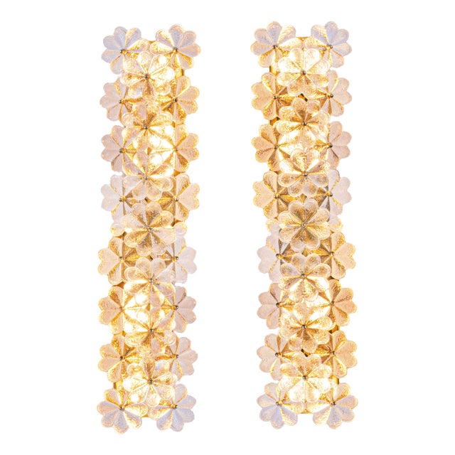 Vintage Wall Sconces in Crystal and Brass by Ernst Palme, Germany, 1960, Set of 2 For Sale