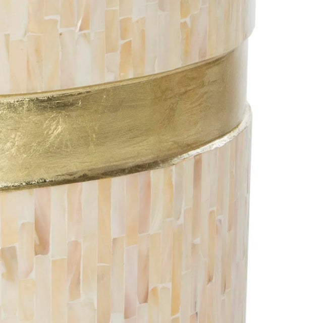 Modern Mosaic Round Side Table in Pink Champagne & Gold For Sale - Image 3 of 6