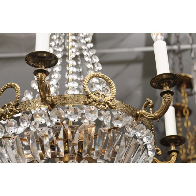 9-Light Crystal French Empire Chandelier, Early 20th C. For Sale - Image 4 of 14