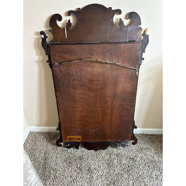 White Vintage Oxford Mfg. Carved Wood Wall Mirror With Aged Glass For Sale - Image 8 of 9