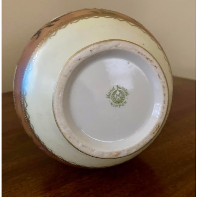 Copper Antique Hand Painted Satsuma Ware Porcelain Moriage Vase Gold Gilding 1891-1921 For Sale - Image 8 of 9