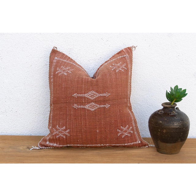Textile Rust Crossroads Cactus Silk Moroccan Pillow For Sale - Image 7 of 7