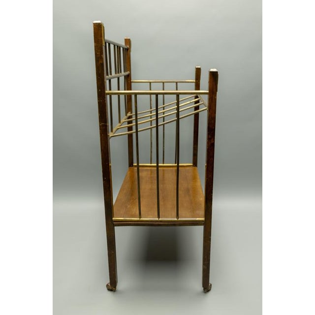 Art Nouveau Brass and Walnut Magazine or Music Stand, Germany, 1920 For Sale - Image 3 of 18