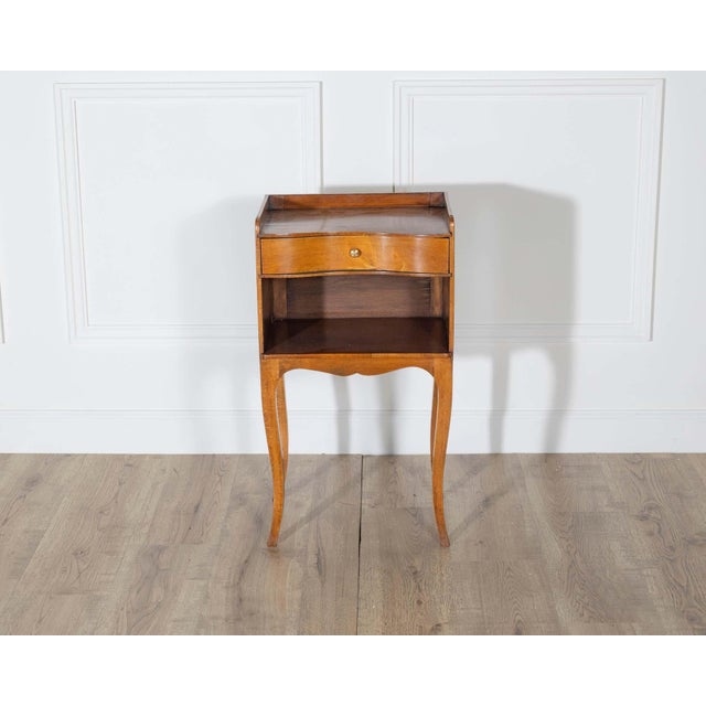 Mid-20th Century Pair of Louis XV Style Cherry Bedside Tables with Drawer and Niche For Sale - Image 13 of 14