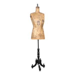 20th Century Vintage Dressmaker's Mannequin Covered in Old Newsprint
