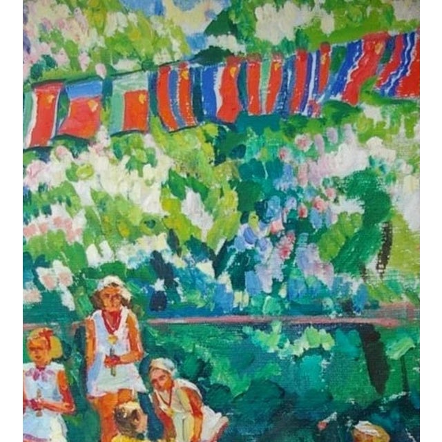 Campaign Vintage Ukrainian Oil Painting: Socialist Realism, 1970s Art 48-42 For Sale - Image 3 of 6