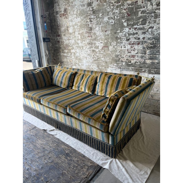 Rustic European 1960s 3 Seater Blue, Chartruese Sofa (2 Available) For Sale - Image 3 of 10