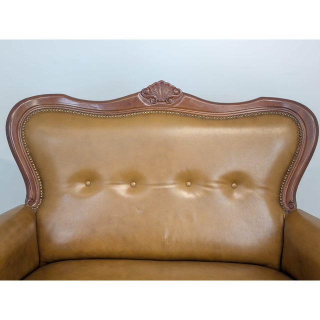 Chippendale Leather Two-Seater Sofa, 1960s For Sale - Image 4 of 17