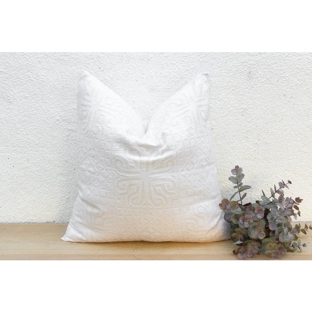 White Terra Cream Euro Applique Pillow Cover For Sale - Image 8 of 8